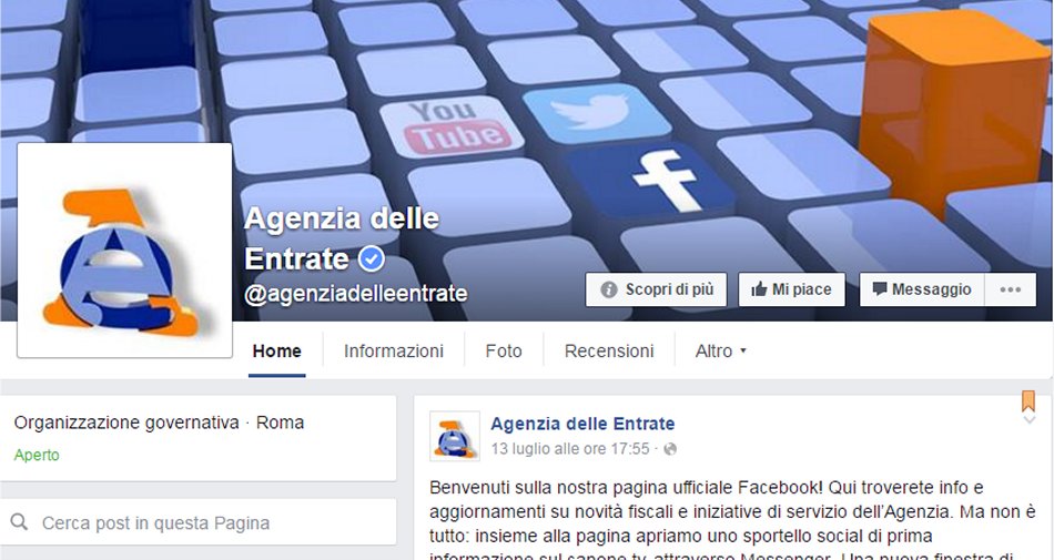 Immagine di Agenzie Entrate apre pagina Facebook e offre informazioni via chat su canone Rai - Scopri di più su Economia