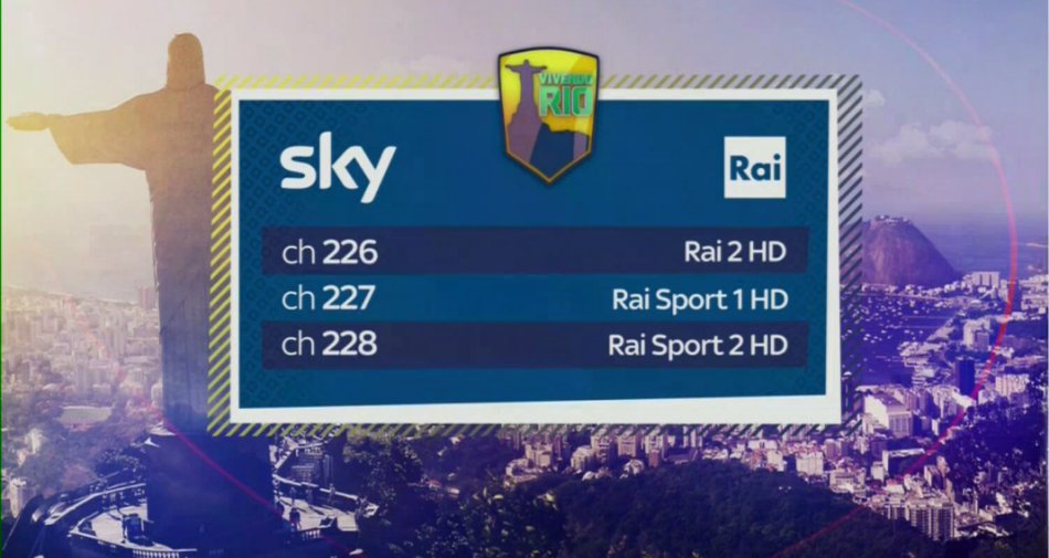 Immagine di Olimpiadi Rio2016 visibili in HD anche per i clienti Sky sui canali 226 - 227 - 228 - Scopri di più su Sky Italia