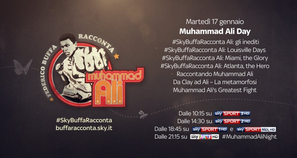 #SkyBuffaRacconta, una giornata speciale con Muhammad Alì su Sky Sport e Sky Arte