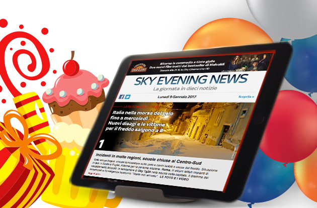 Visualizza: Sky Evening News compie tre anni con 260 milioni candeline e 450 mila lettori quotidiani su Digital-News.it Immagine di Sky Evening News compie tre anni con 260 milioni candeline e 450 mila lettori quotidiani - Scopri di più su Sky Italia