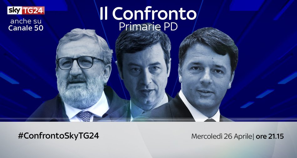 Immagine di Primarie PD, Emiliano, Orlando e Renzi nel Confronto in diretta Sky TG24 e TV8 - Scopri di più su Sky Italia