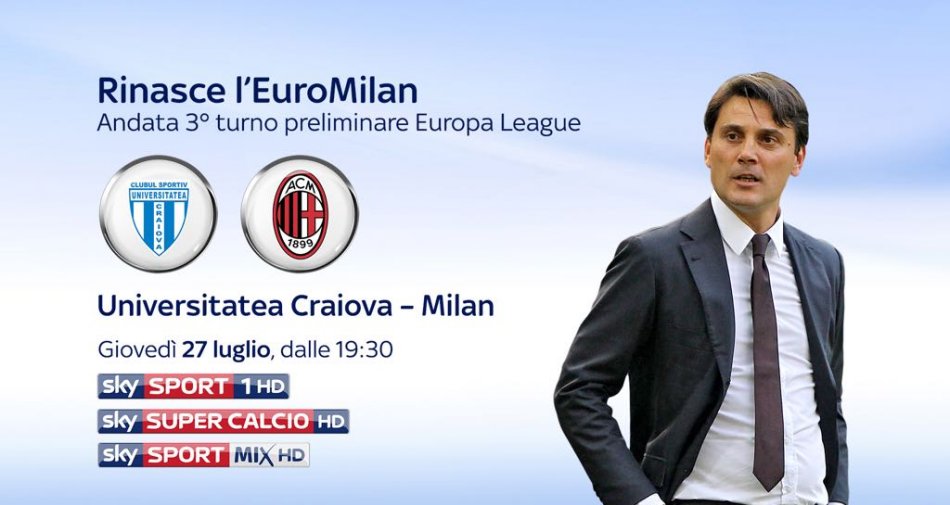 Foto - Europa League, Craiova - Milan in diretta esclusiva su Sky Sport HD e TV8