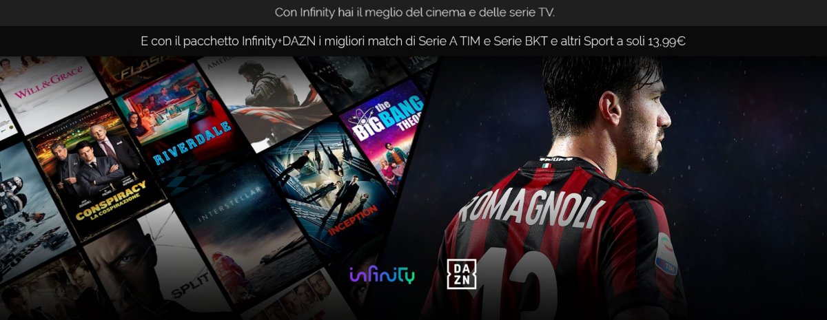 Infinity lancia il pacchetto congiunto con DAZN al costo di €13,99 al mese