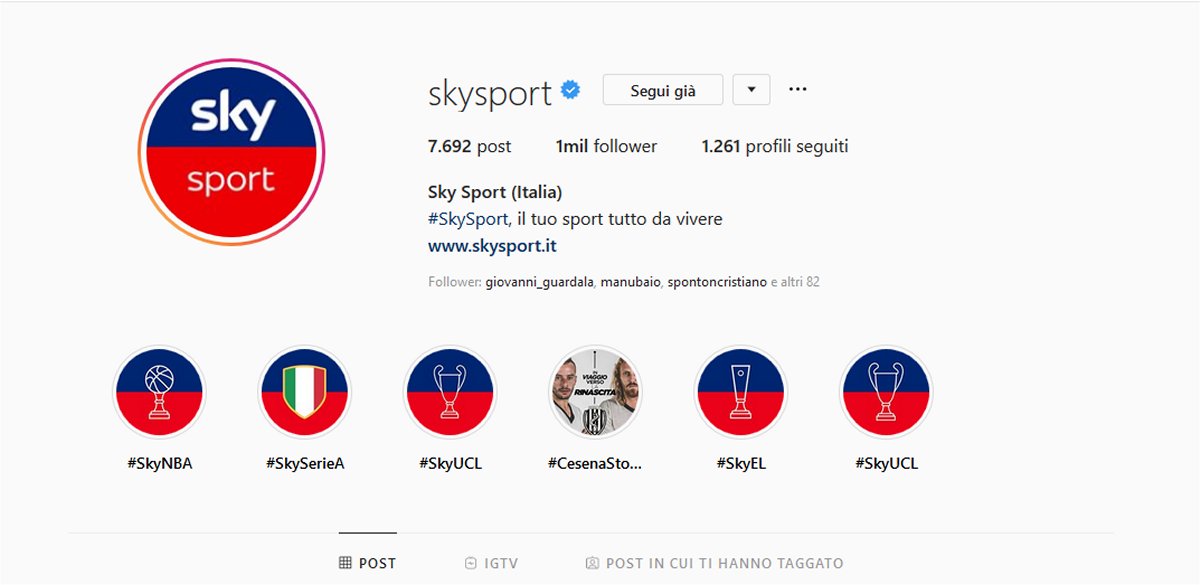Approfondimento: Sky Sport, raggiunti 1 milione di followers sul canale social Instagram - Sky Italia
