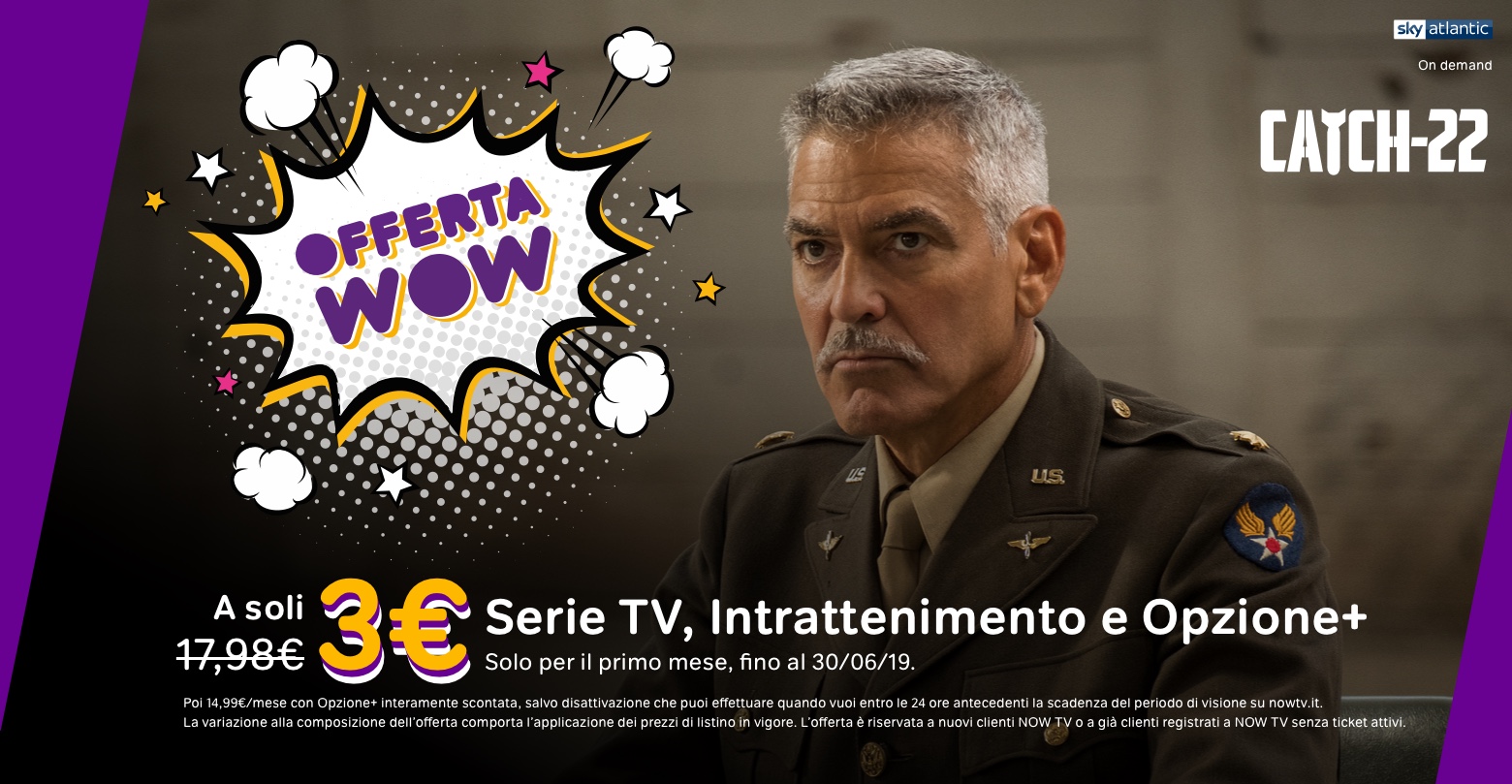 NOW TV lancia offerta WOW con un super sconto per il primo mese