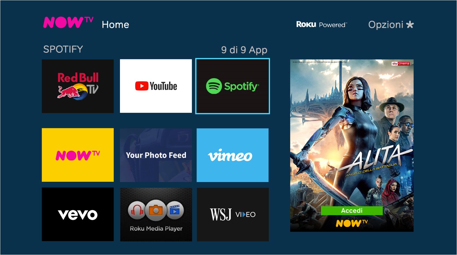 Foto - App Spotify 8.5.60 disponibile su NOW TV Smart Stick e TV Box