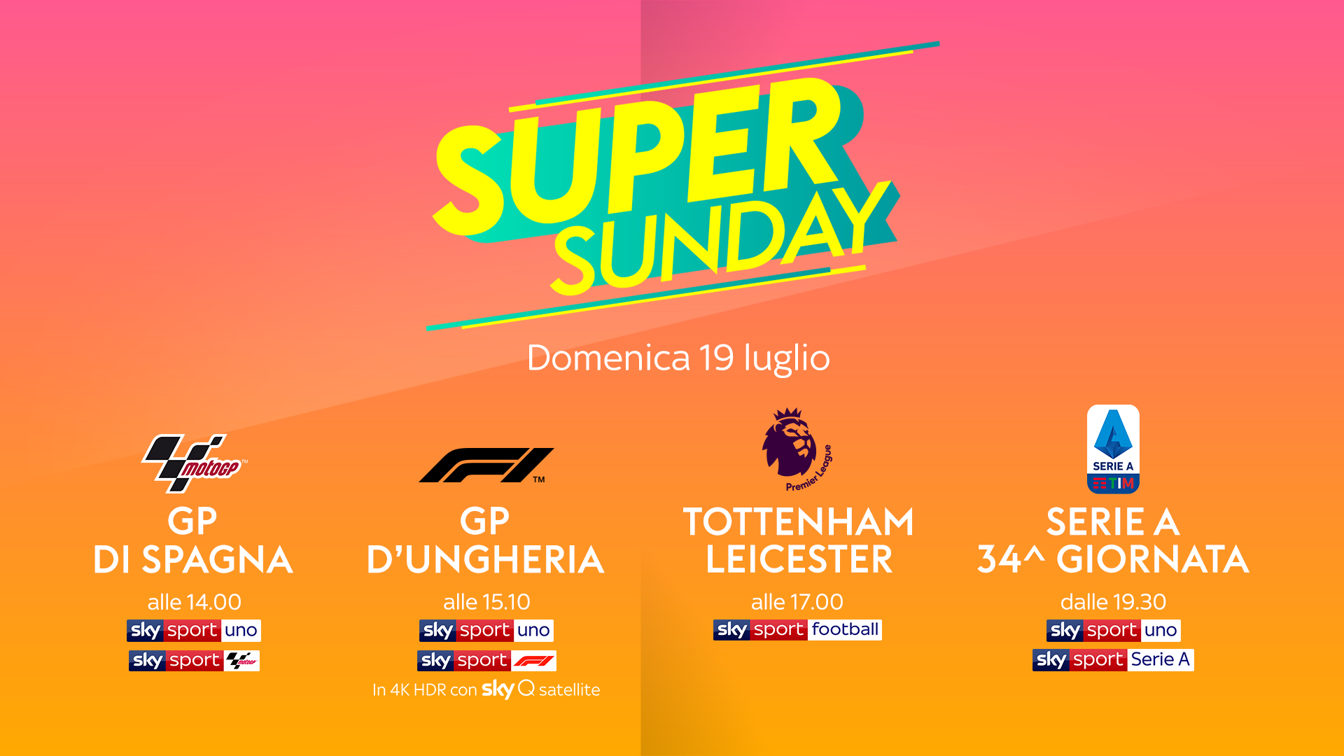 Immagine di MotoGP, Formula 1, Premier e Serie A, su Sky Sport è Super Sunday!  - Scopri di più su Sky Italia