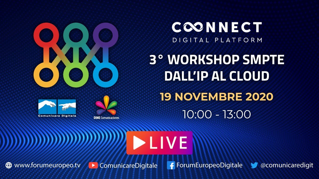Immagine di 3° Workshop SMPTE, dall'IP al Cloud in diretta streaming Digital-News.it - Scopri di più su Internet e Tv