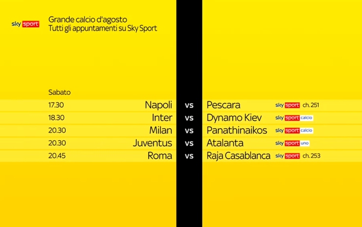 Visualizza: Super Sabato su Sky Sport con 5 amichevoli delle grandi del calcio italiano su Digital-News.it Immagine di Super Sabato su Sky Sport con 5 amichevoli delle grandi del calcio italiano - Scopri di più su Sky Italia