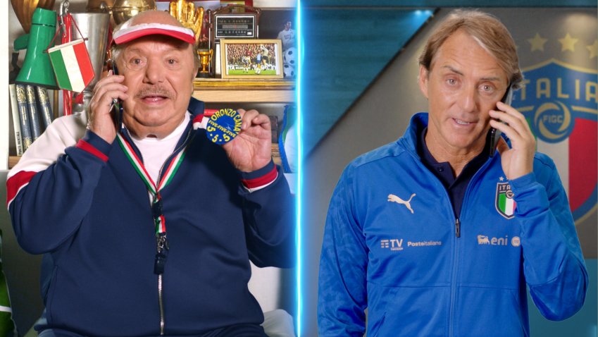 Foto - Nuovo spot TIMVision, insieme ad Oronzo Canà arriva Roberto Mancini