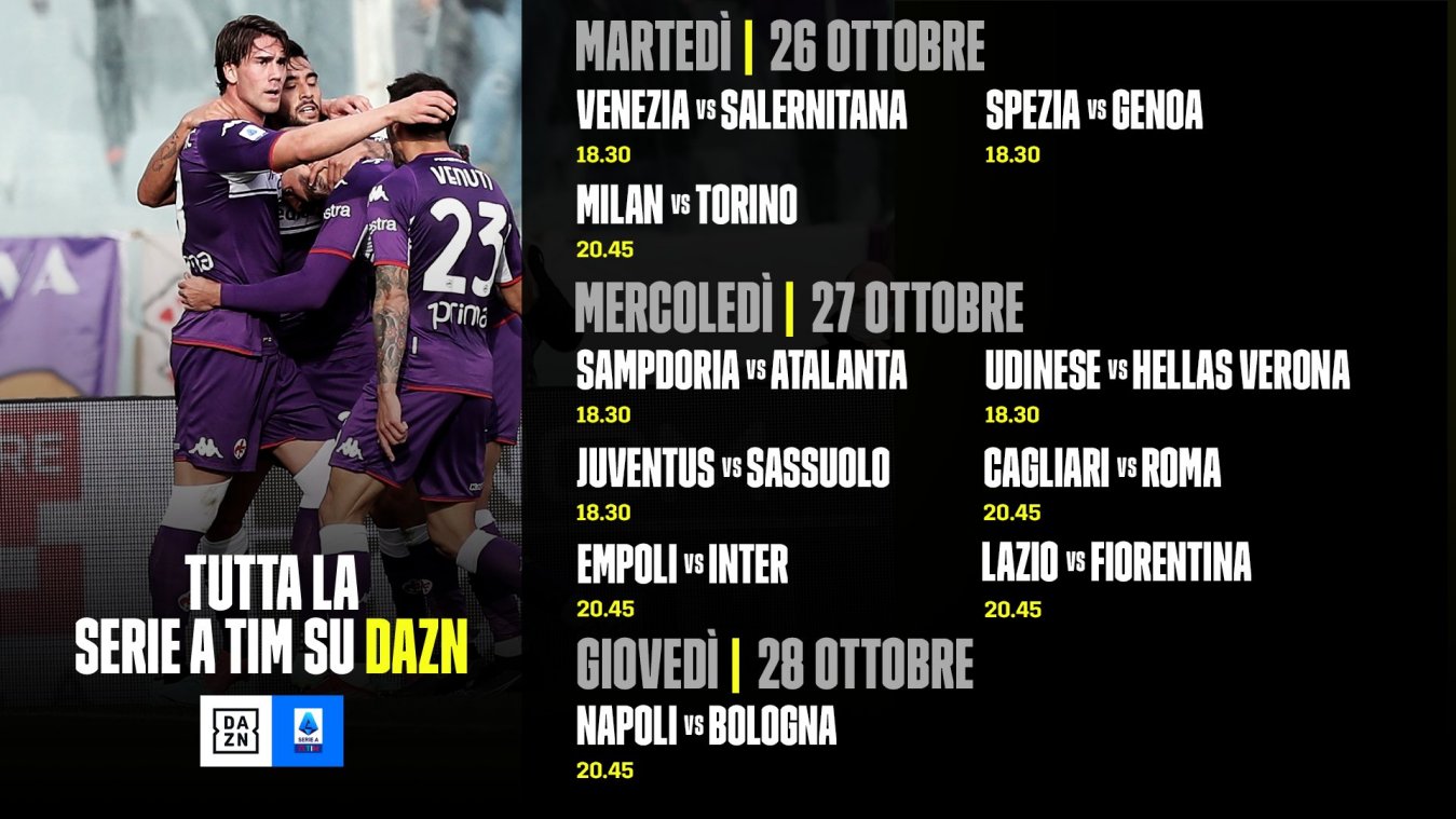 DAZN Serie A 2021/22 Diretta 10a Giornata, Palinsesto Telecronisti