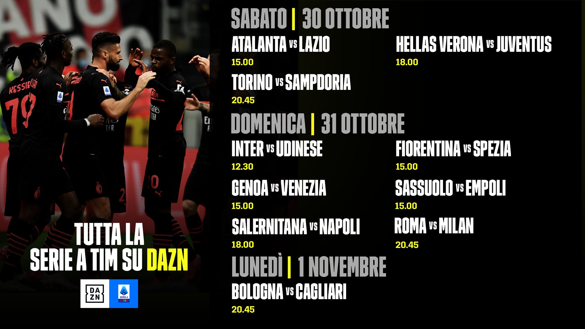 DAZN Serie A 2021/22 Diretta 11a Giornata, Palinsesto Telecronisti