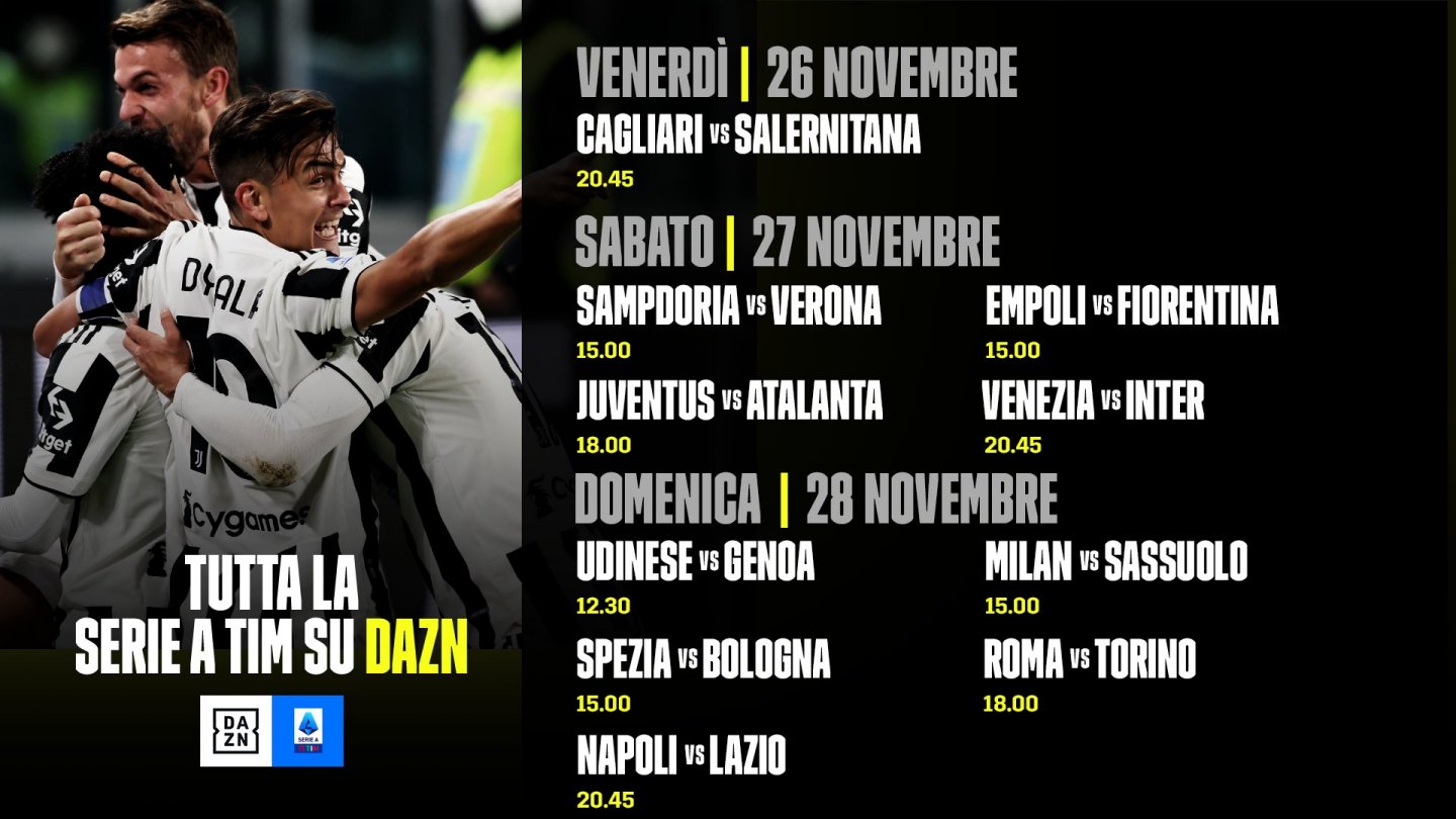 DAZN Serie A 2021/22 Diretta 14a Giornata, Palinsesto Telecronisti