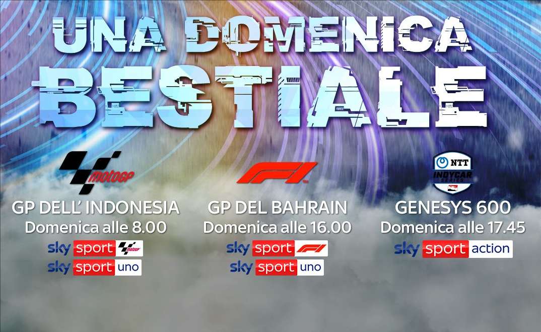 MotoGP in Indonesia, F1 in Bahrain, Indy in Texas: la domenica dei motori LIVE su Sky