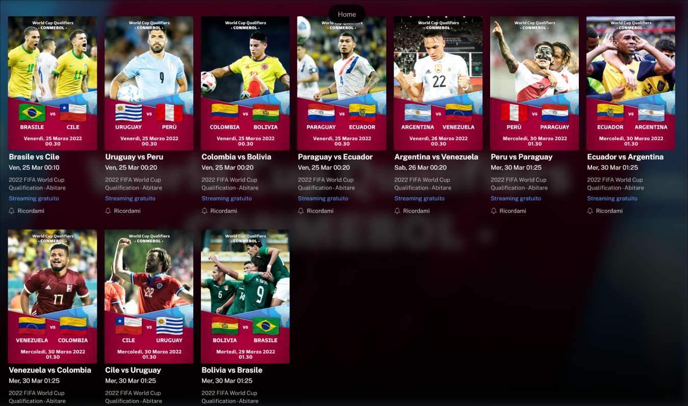 Foto - Mola TV, Qualificazioni Mondiali 2022 Sud America e Africa (dal 24 al 30 Marzo)