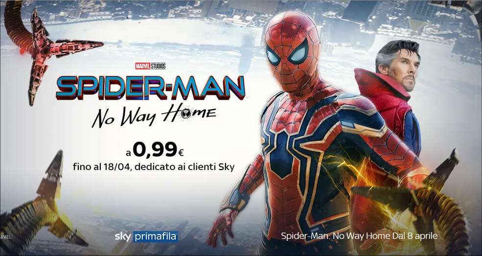 Spider-Man: No Way Home, il film arriva su Sky Primafila a soli 0,99 € !