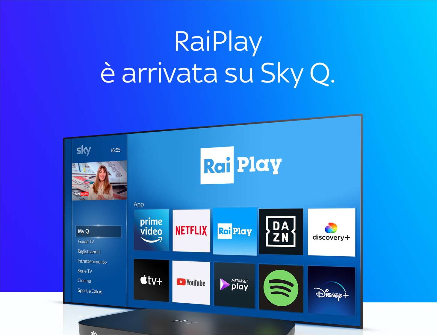 RaiPlay da oggi disponibile anche su SkyQ