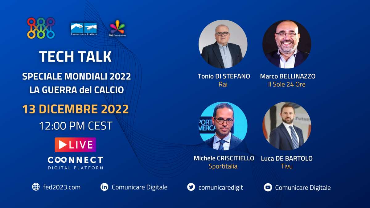 Immagine di Tech Talk, Speciale Mondiali 2022 e la Guerra del Calcio | Diretta streaming Digital-News.it - Scopri di più su Sport