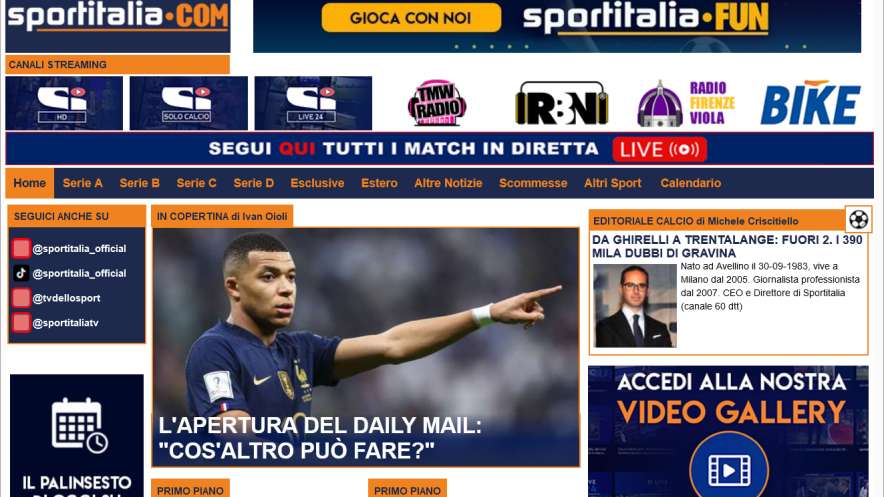 Michele Criscitiello lascia Tuttomercatoweb e lancia nuovo progetto web Sportitalia