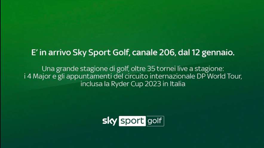 In arrivo Sky Sport Golf... dal 12 Gennaio sul canale 206 di Sky