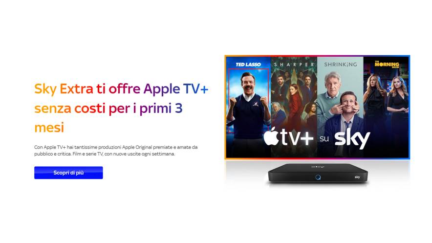 Sky Extra offre abbonamento Apple TV+ per i primi 3 mesi senza costi