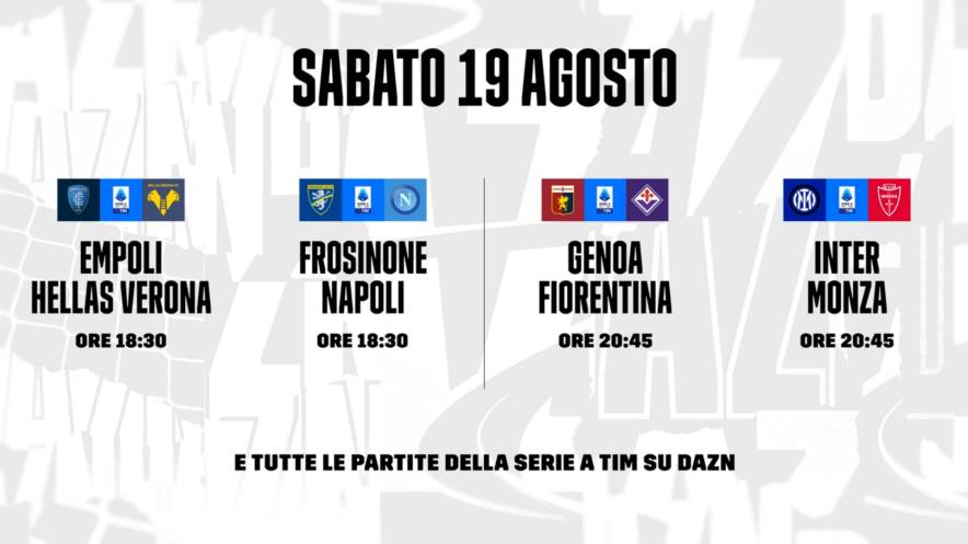 Serie A 2023/24 - Diretta DAZN 1a Giornata: Palinsesto e Telecronisti