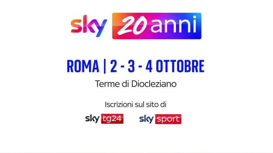 Sky 20 Anni, evento alle Terme di Diocleziano, a Roma, il 2, 3 e 4 ottobre