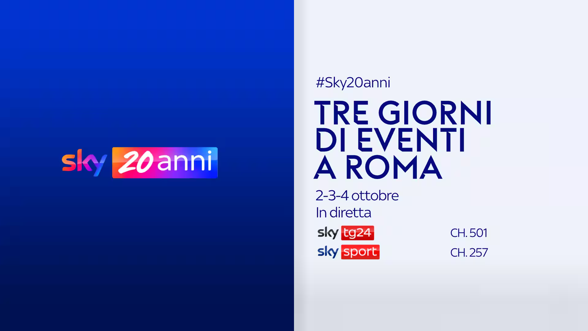 Sky 20 Anni, a Roma in diretta tv con ospiti VIP e incontri di alto profilo 