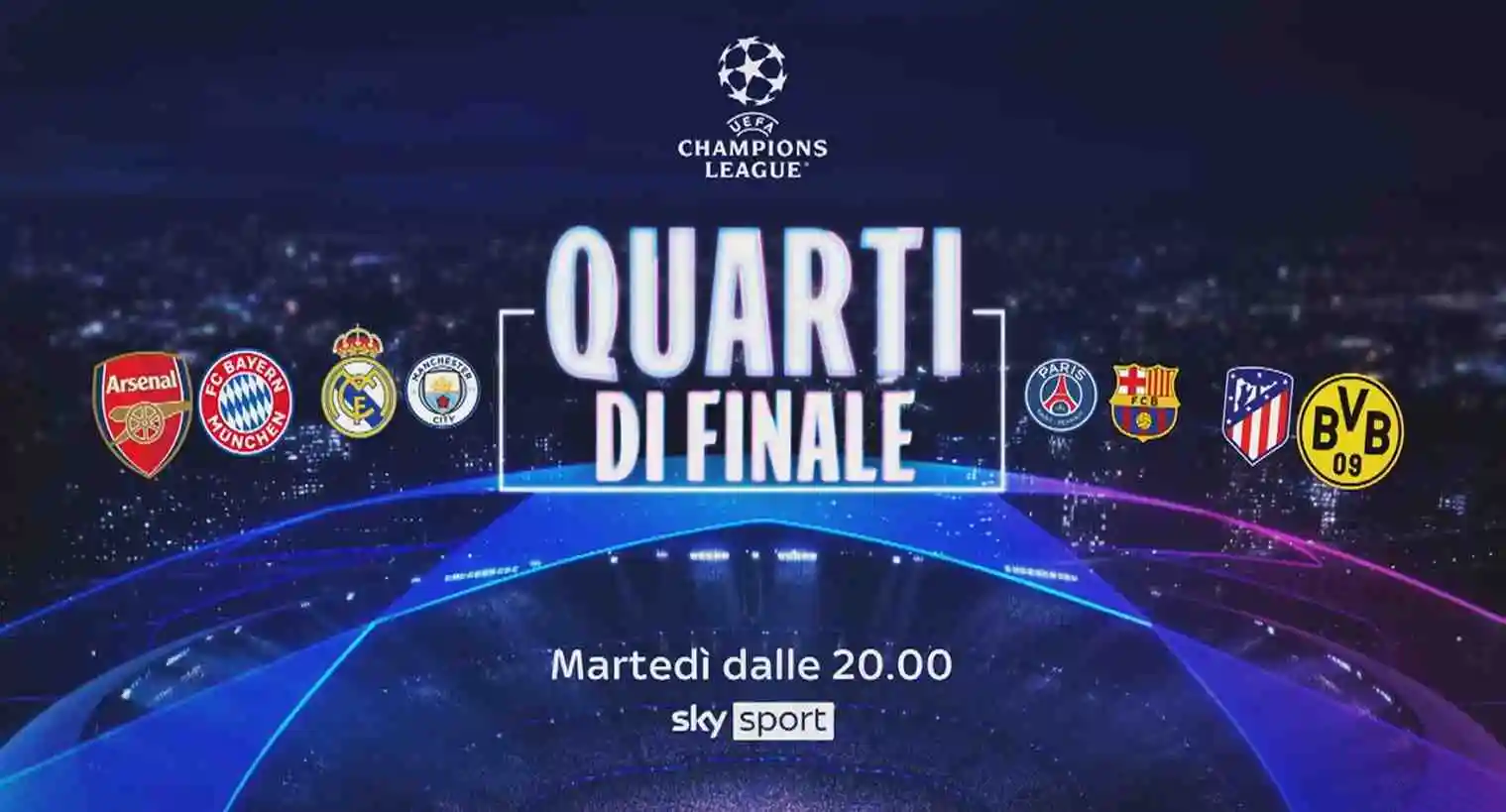 Champions 2023/24 🏆 Diretta Sky e NOW Quarti Andata: Palinsesto e Telecronisti