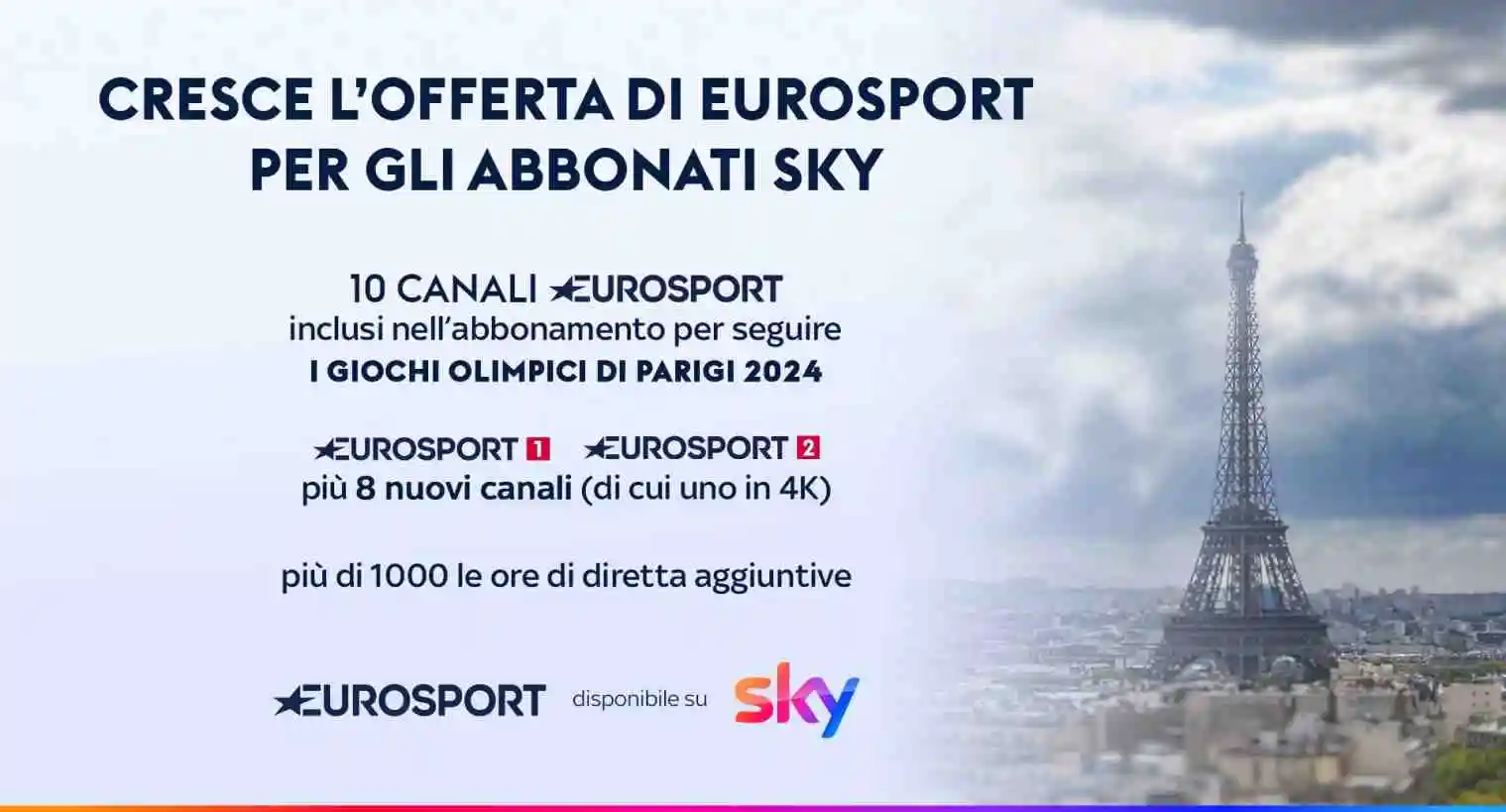 Sky e Warner Bros. Discovery 🥇 10 canali Eurosport per i Giochi Olimpici Parigi 2024