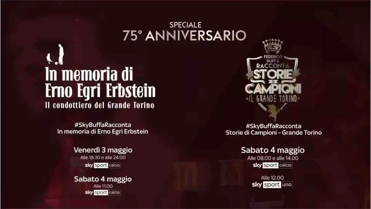 75° Anniversario della Tragedia di Superga: Sky Sport celebra il Grande Torino