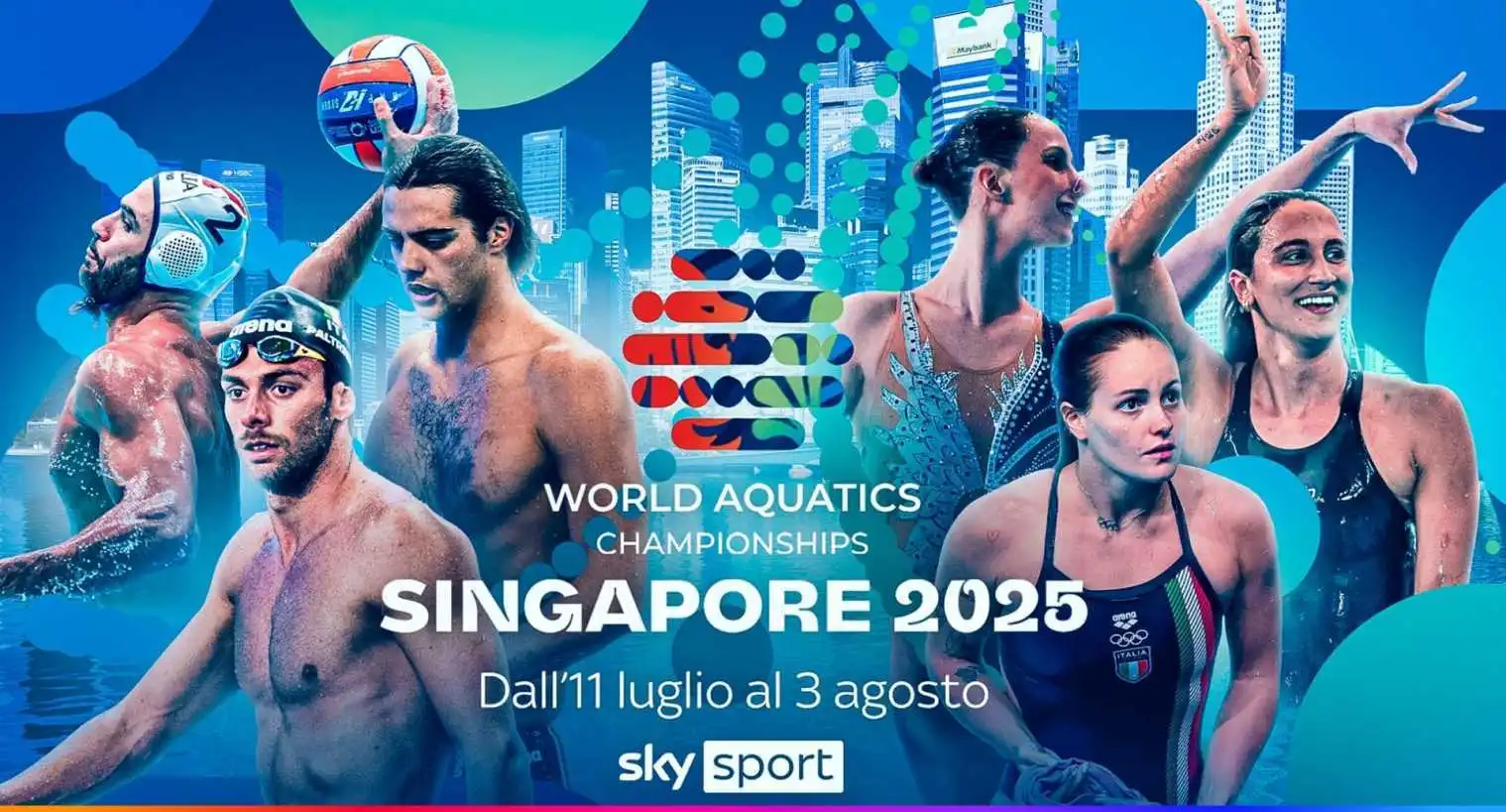 mondiali nuoto 2025 sky e now in diretta da singapore pallanuoto tuffi nuoto artistico e acque libere