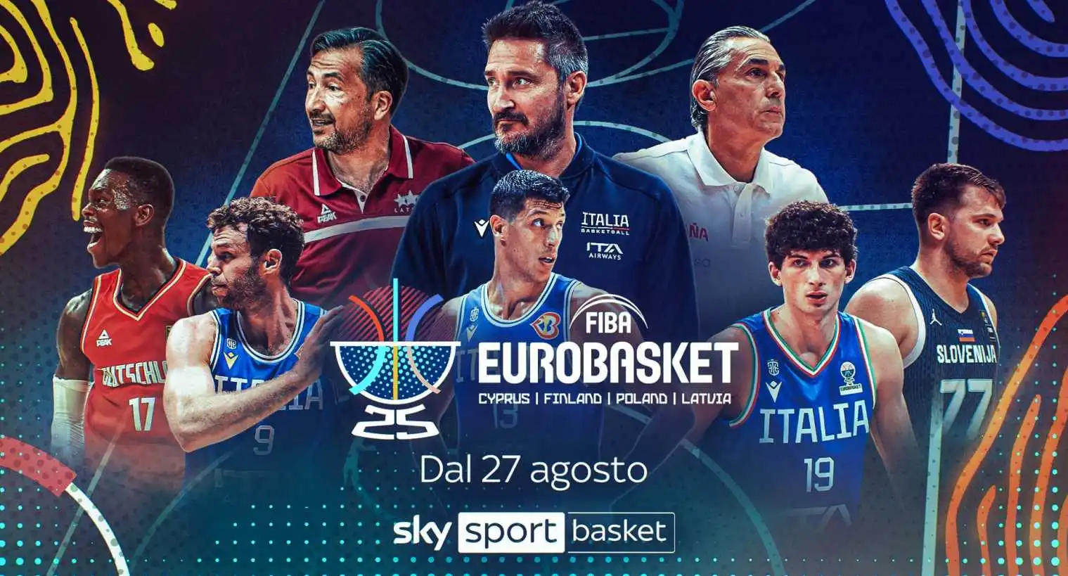 Immagine di FIBA EuroBasket 2025 su Sky Sport Basket 205 e streaming NOW: Italia con Tranquillo e Pessina - Scopri di più su Sky Italia