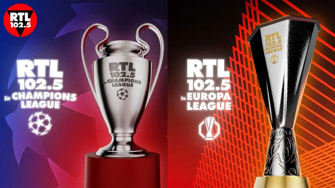 Visualizza: RTL 102.5 trasmette radiocronaca integrale Champions League ed Europa League 2025/26 su Digital-News.it Immagine di RTL 102.5 trasmette radiocronaca integrale Champions League ed Europa League 2025/26 - Scopri di più su Televisione