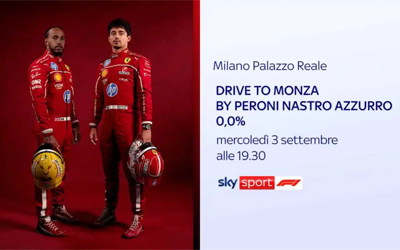 Drive to Monza by Peroni: Leclerc e Hamilton a Milano in diretta su Sky Sport F1 Drive to Monza by Peroni: Leclerc e Hamilton a Milano in diretta su Sky Sport F1