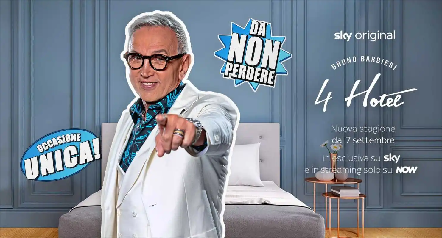 Bruno Barbieri 4 Hotel su Sky e NOW: nuova stagione, otto tappe italiane e il bonus che cambia tutto Bruno Barbieri 4 Hotel su Sky e NOW: nuova stagione, otto tappe italiane e il bonus che cambia tutto