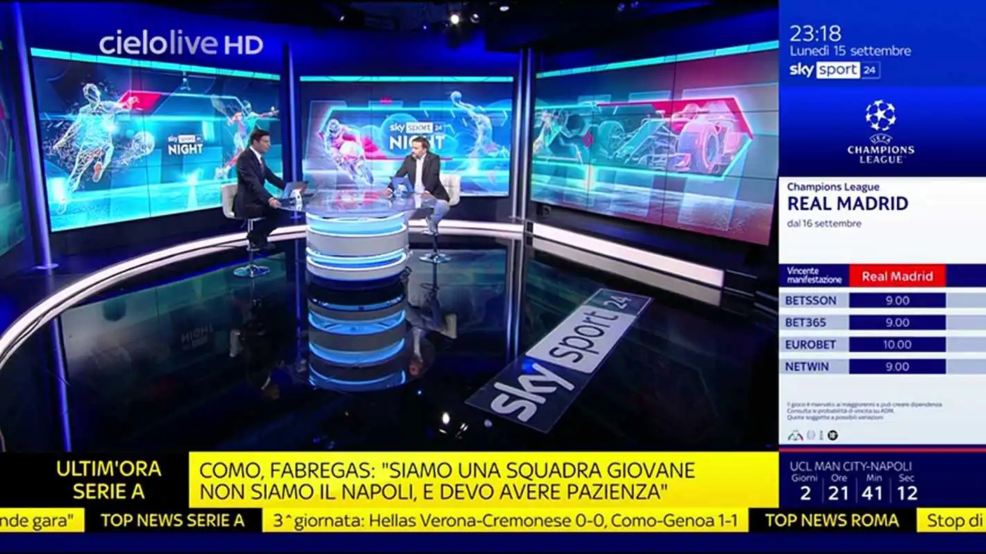 Buona la prima per Sky Sport 24 Night su Cielo: in seconda serata in diretta e in chiaro
