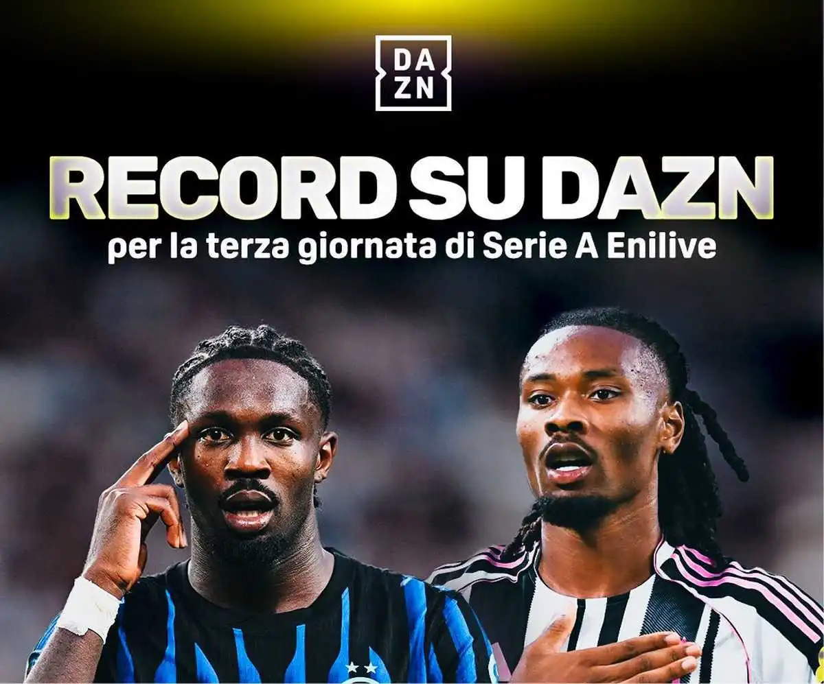 ascolti 3a giornata serie a 2025 26 dazn sfiorati i 6 milioni di spettatori juventus inter il traino